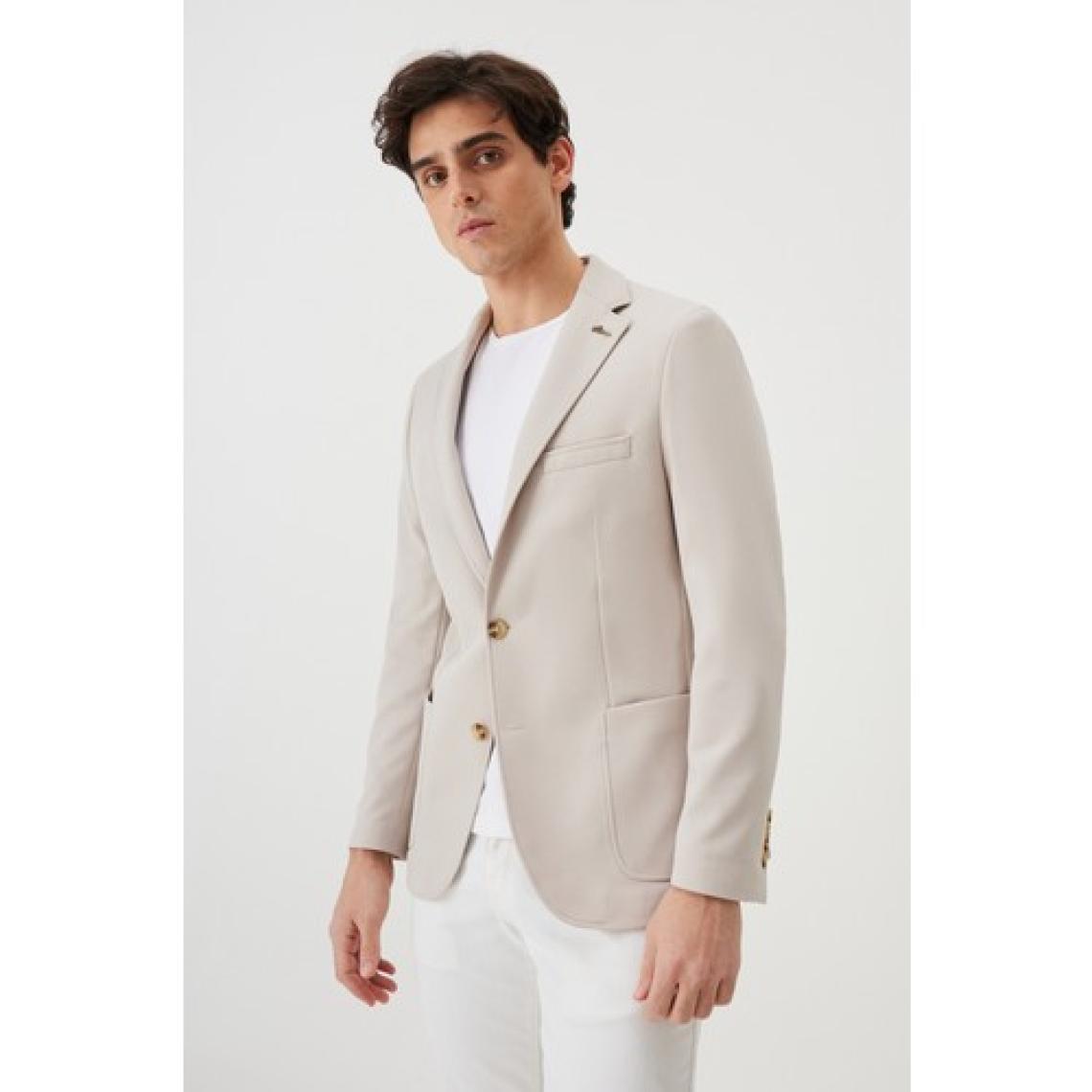 Altınyıldız Classics AC&Co / Altınyıldız Classics Erkek Bej Slim Fit Dar Kesim Mono Yaka Casual Blazer Ceket