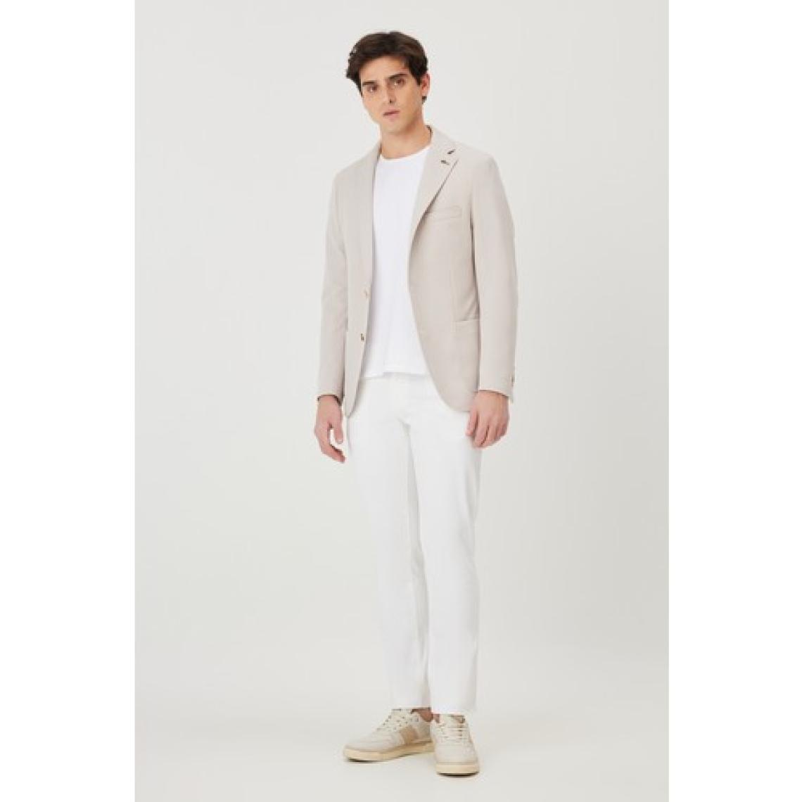 Altınyıldız Classics AC&Co / Altınyıldız Classics Erkek Bej Slim Fit Dar Kesim Mono Yaka Casual Blazer Ceket