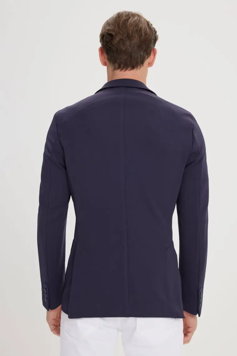 ALTINYILDIZ CLASSICS Erkek Lacivert Slim Fit Dar Kesim Mono Yaka Casual Blazer Ceket
