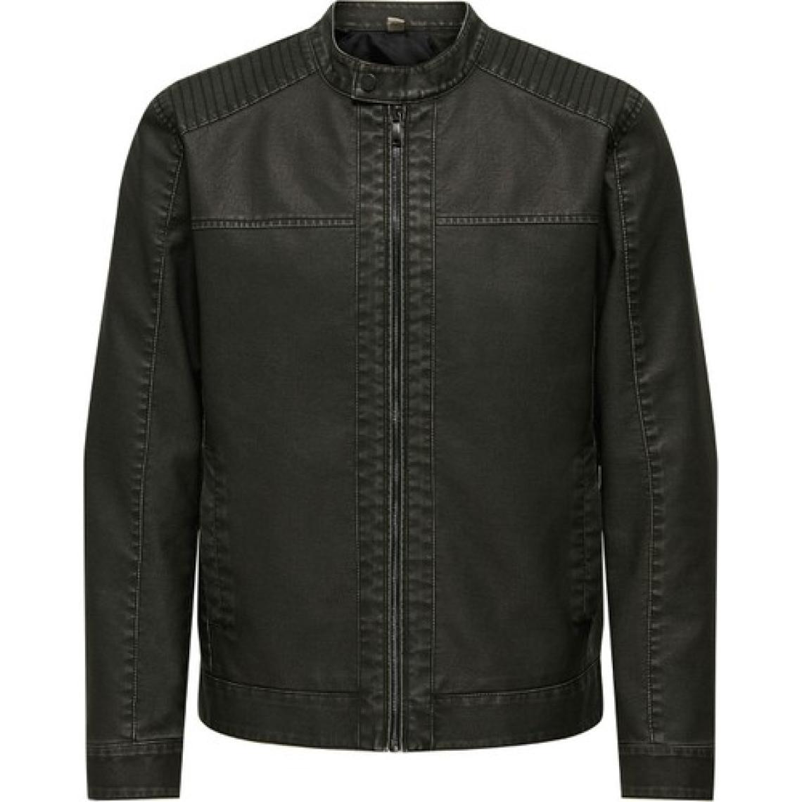 Only & Sons Erkek Deri Ceket Siyah