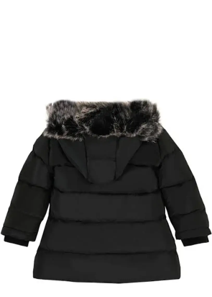 Lela Tüylü Kapüşonlu Cepli Şişme Mont Kız Çocuk Mont 5766038