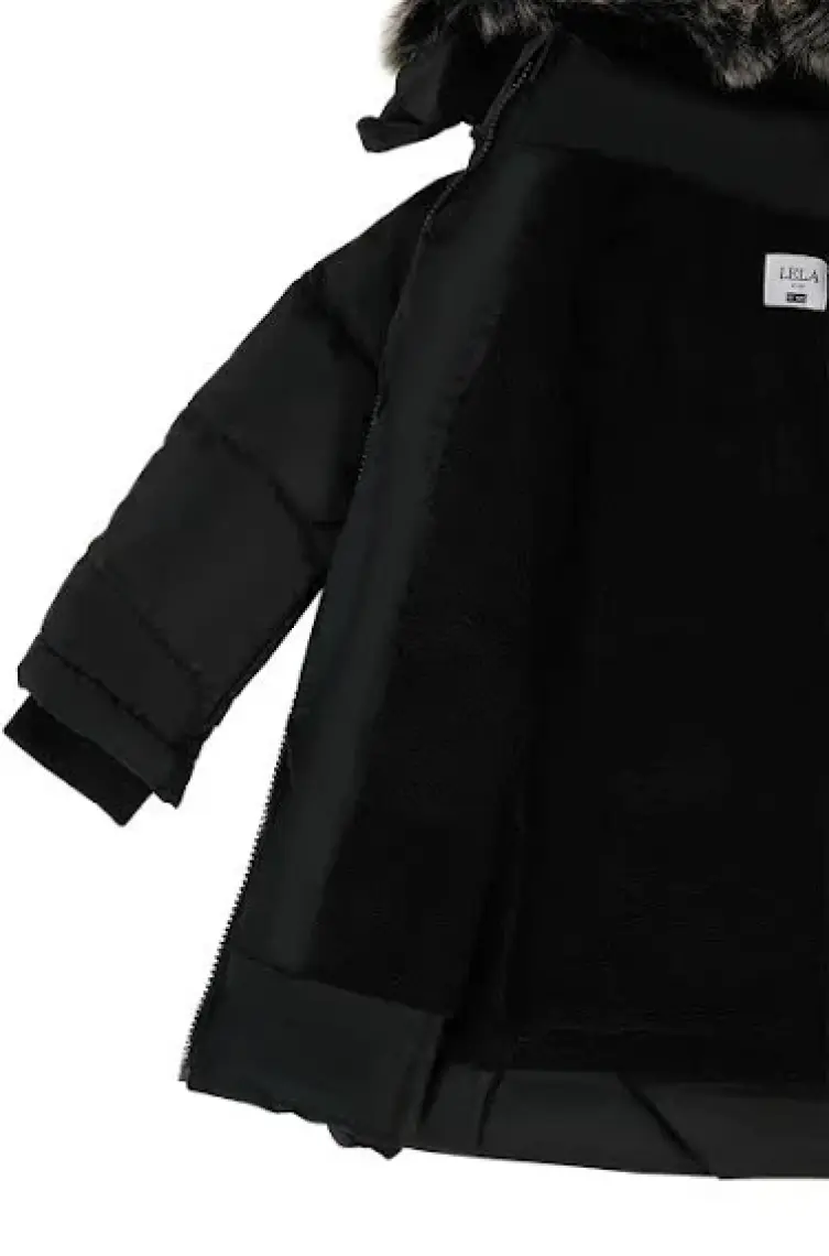 Lela Tüylü Kapüşonlu Cepli Şişme Mont Kız Çocuk Mont 5766038
