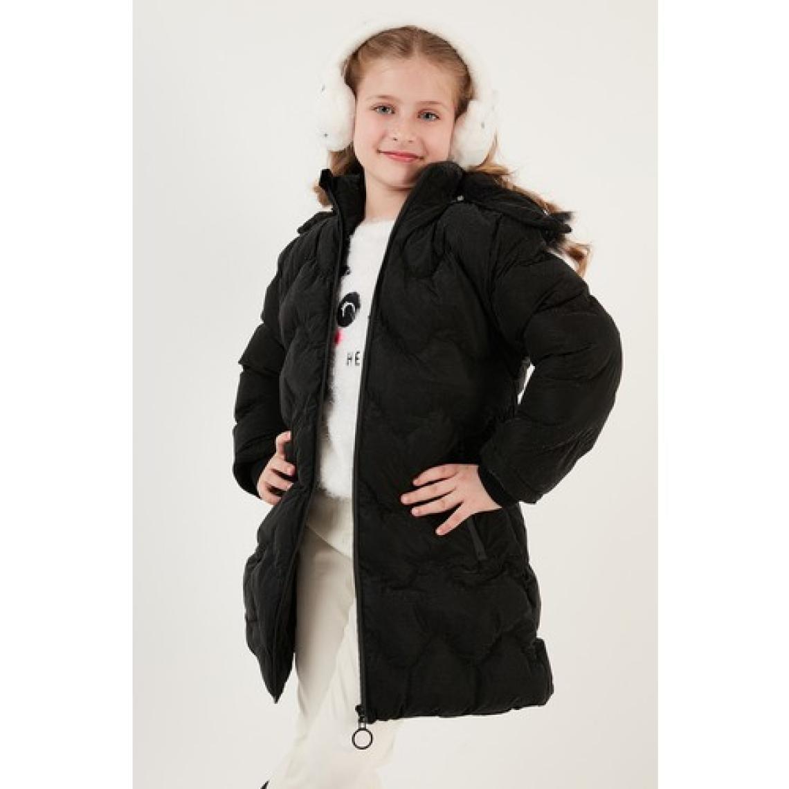 Lela Peluş Astarlı Yakası Suni Kürklü Çıkarılabilir Kapüşonlu Kışlık Mont Kız Çocuk Mont 5761905