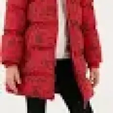 Lela Yakası Suni Kürklü Yazı Baskılı Çıkarılabilir Kapüşonlu Peluş Astarlı Kışlık Mont Kız Çocuk Mont 5761984