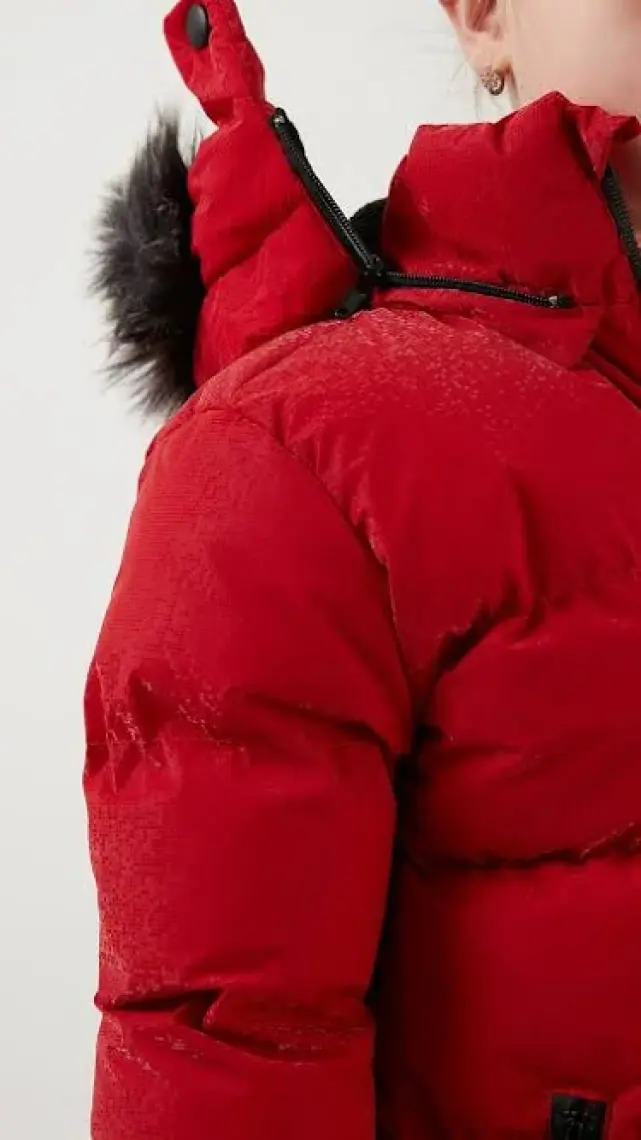 Lela Yakası Suni Kürklü Peluş Astarlı Çıkarılabilir Kapüşonlu Dar Kesim Kışlık Mont Kız Çocuk MONT 5760002