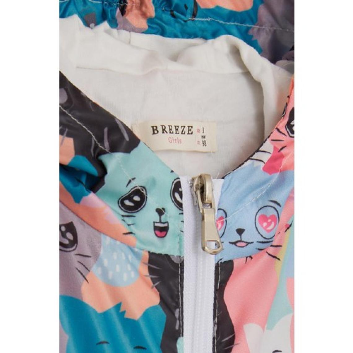 Breeze Kız Çocuk Yağmurluk Sevimli Kedicik Desenli 1-6 Yaş, Karışık Renk