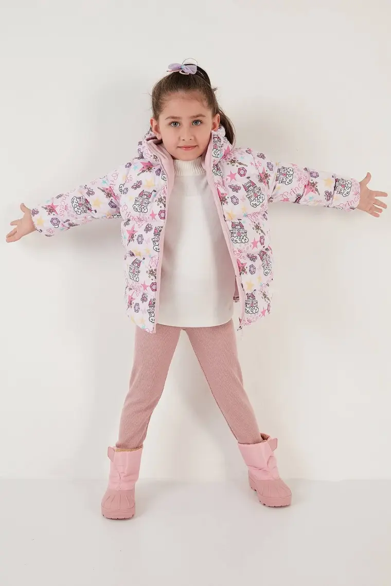 Lela Ekstra Dolgulu İçi Yumuşak Polarlı Kapüşonlu Şişme Mont Kız Çocuk MONT 5763001