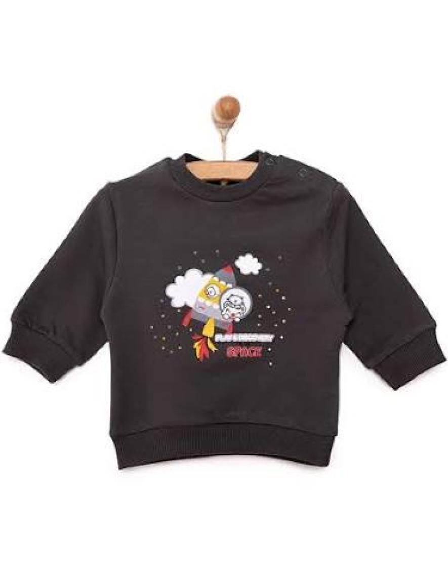 HelloBaby  Basic Az Şardonlu Aslan Desenli Sweatshirt Erkek Bebek