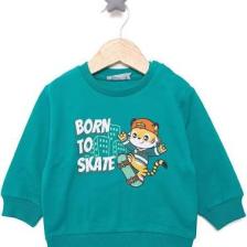 HelloBaby Basic Az Şardonlu Kedi Desenli Sweatshirt Erkek Bebek