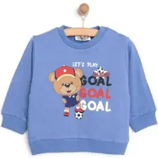 HelloBaby Basic Az Şardonlu Goal Baskılı Sweatshirt Erkek Bebek