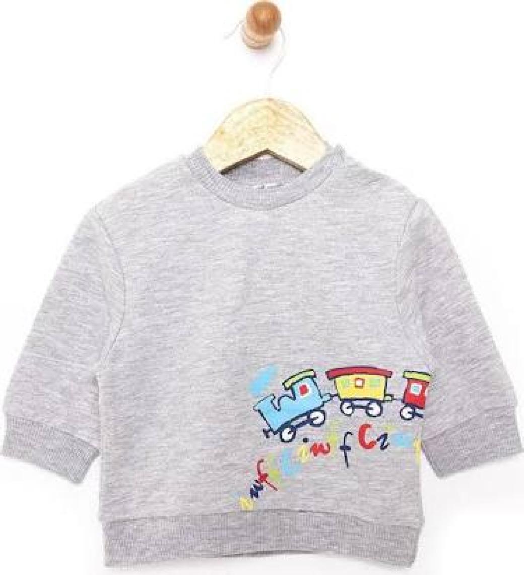 HelloBaby  Basic Az Şardonlu Aslan Desenli Sweatshirt Erkek Bebek