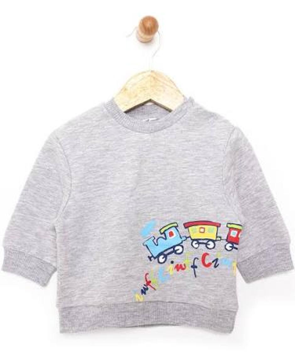 HelloBaby  Basic Az Şardonlu Aslan Desenli Sweatshirt Erkek Bebek
