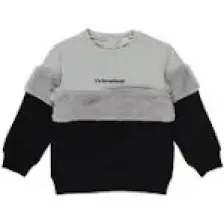 Panço Kız Bebek Peluş Detaylı Yazı Nakışlı Sweatshirt
