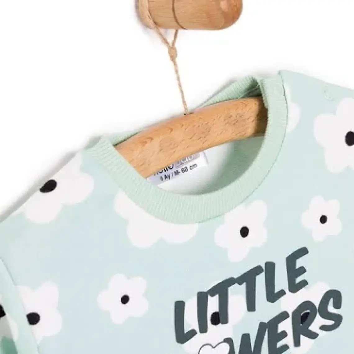 HelloBaby Basic Az Şardonlu Yazılı Papatya Desenli Sweatshirt Kız Bebek