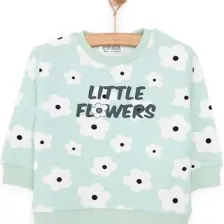 HelloBaby Basic Az Şardonlu Yazılı Papatya Desenli Sweatshirt Kız Bebek