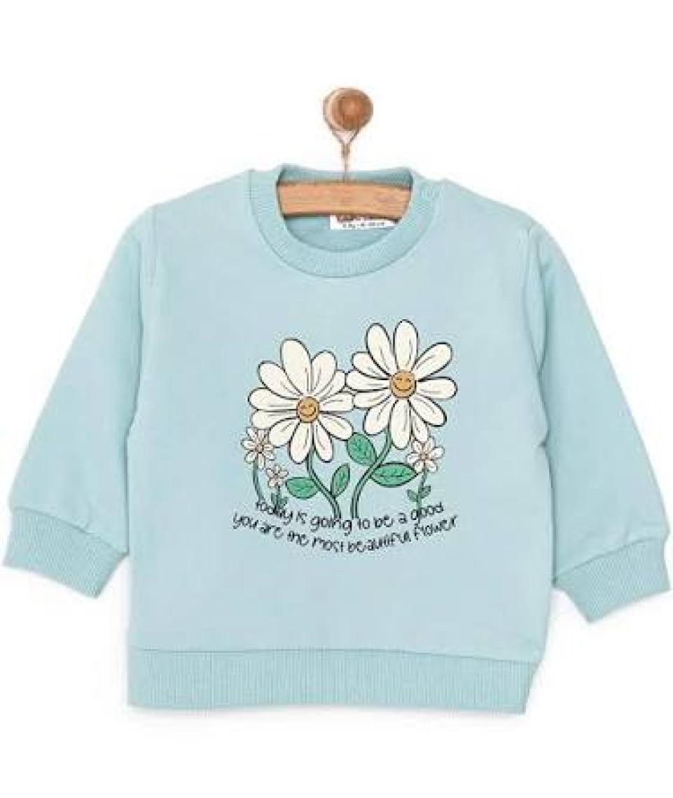 HelloBaby HelloBaby Basic Az Şardonlu Papatyalı Desenli Sweatshirt Kız Bebek