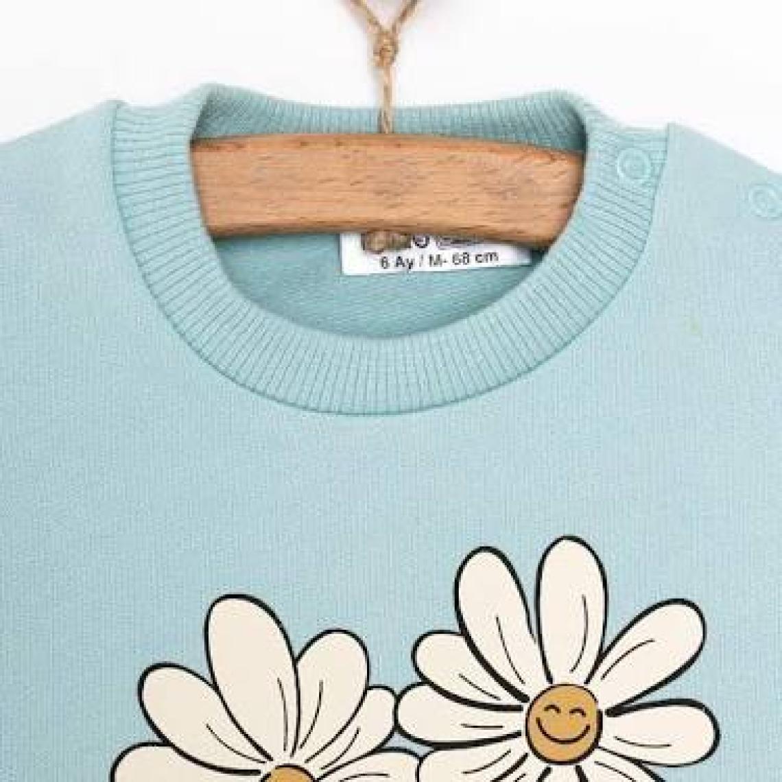 HelloBaby HelloBaby Basic Az Şardonlu Papatyalı Desenli Sweatshirt Kız Bebek