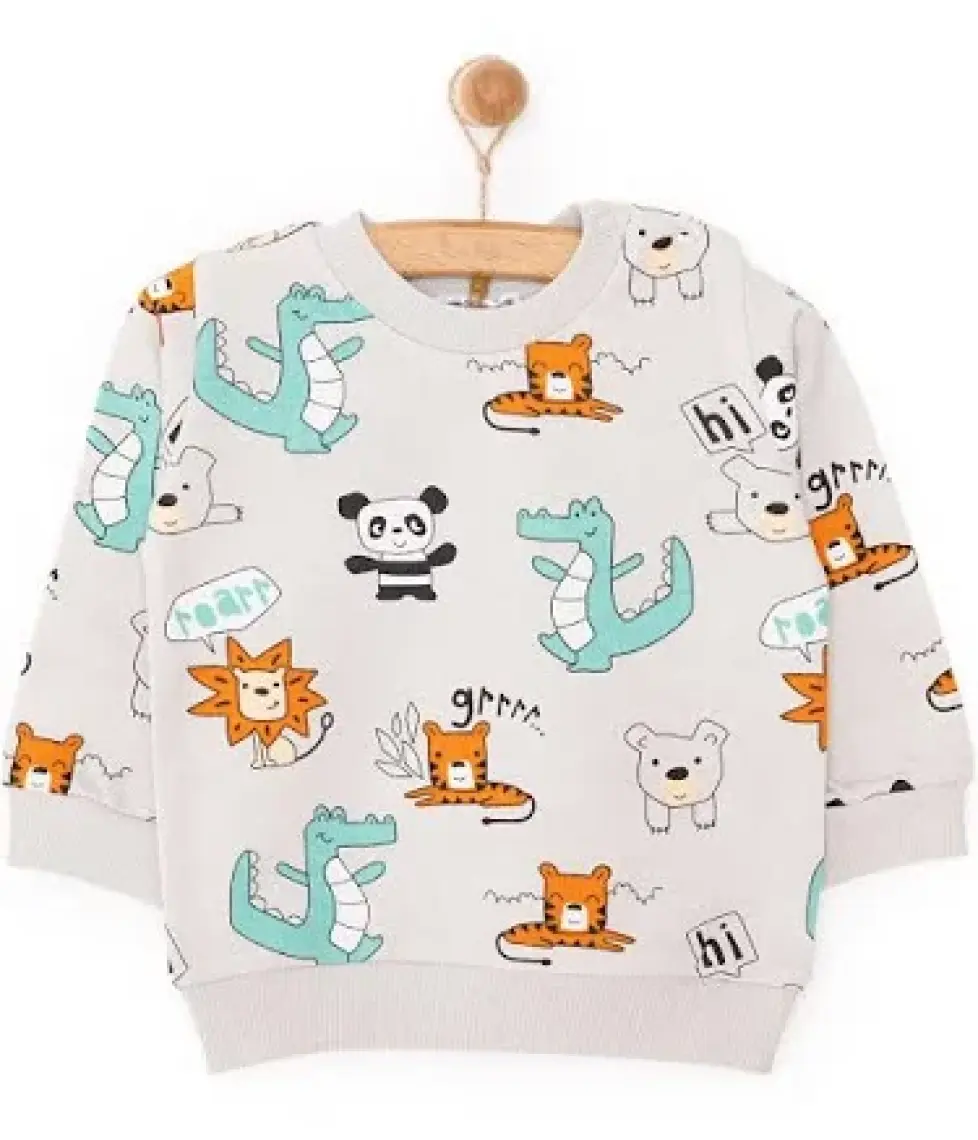 Hellobaby Basic Az Şardonlu Aslan Desenli Sweatshirt Erkek Bebek