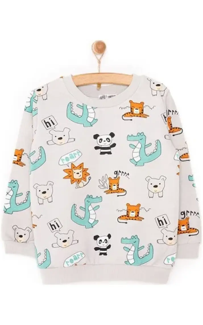 Hellobaby Basic Az Şardonlu Aslan Desenli Sweatshirt Erkek Bebek