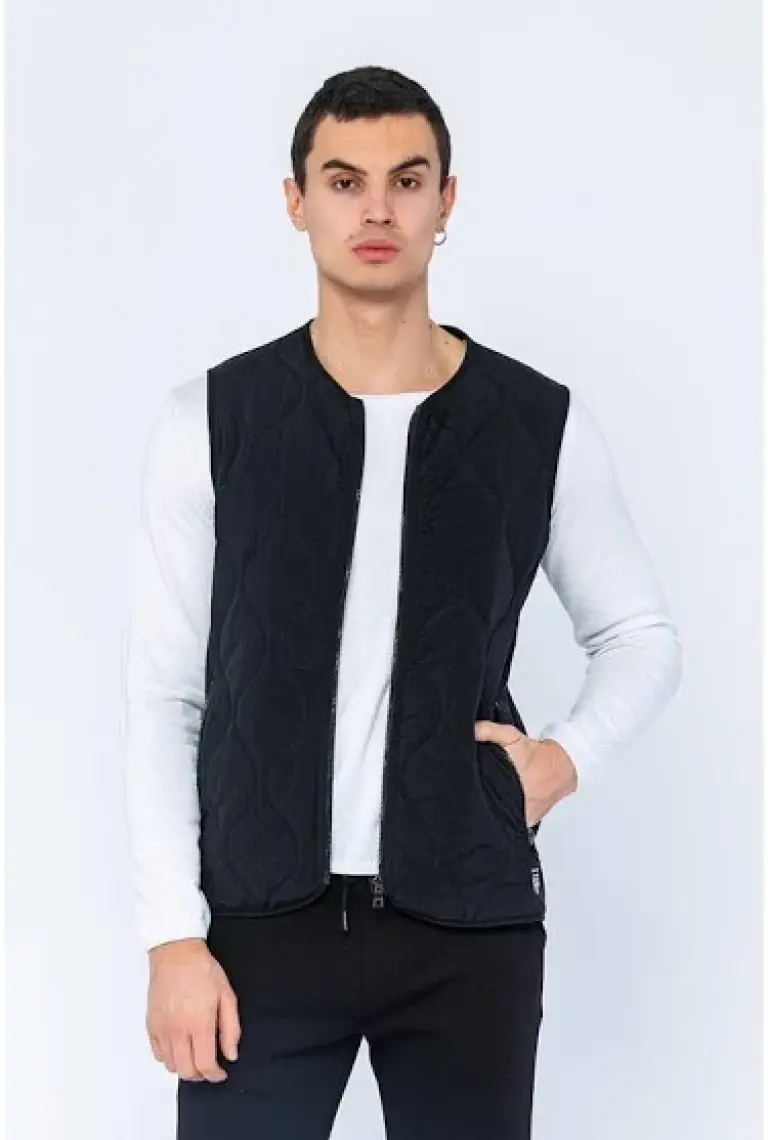 Cekmon Erkek Regular Fit Bomber Yaka Fermuarlı Çok Cepli Kapitone Spor Yelek