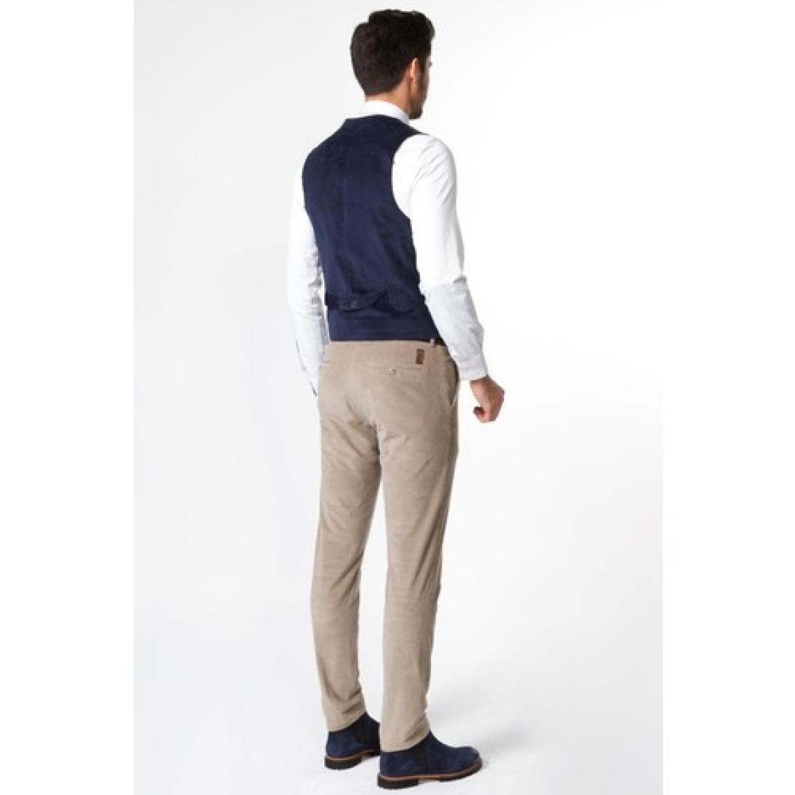 MCR Düz Lacivert Renk Slim Fit Metal Düğmeli Klasik Kadife Erkek Yelek