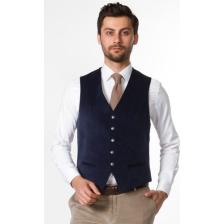 MCR Düz Lacivert Renk Slim Fit Metal Düğmeli Klasik Kadife Erkek Yelek