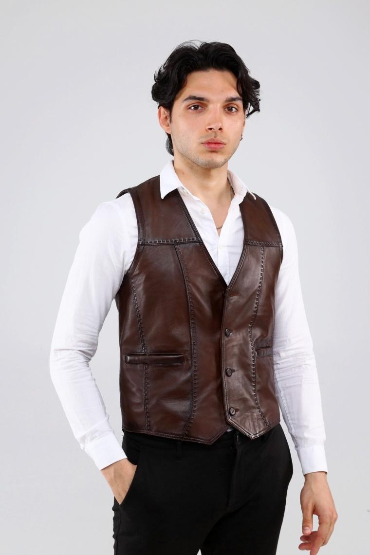 Dericlub 2245  Deri  Erkek Yelek