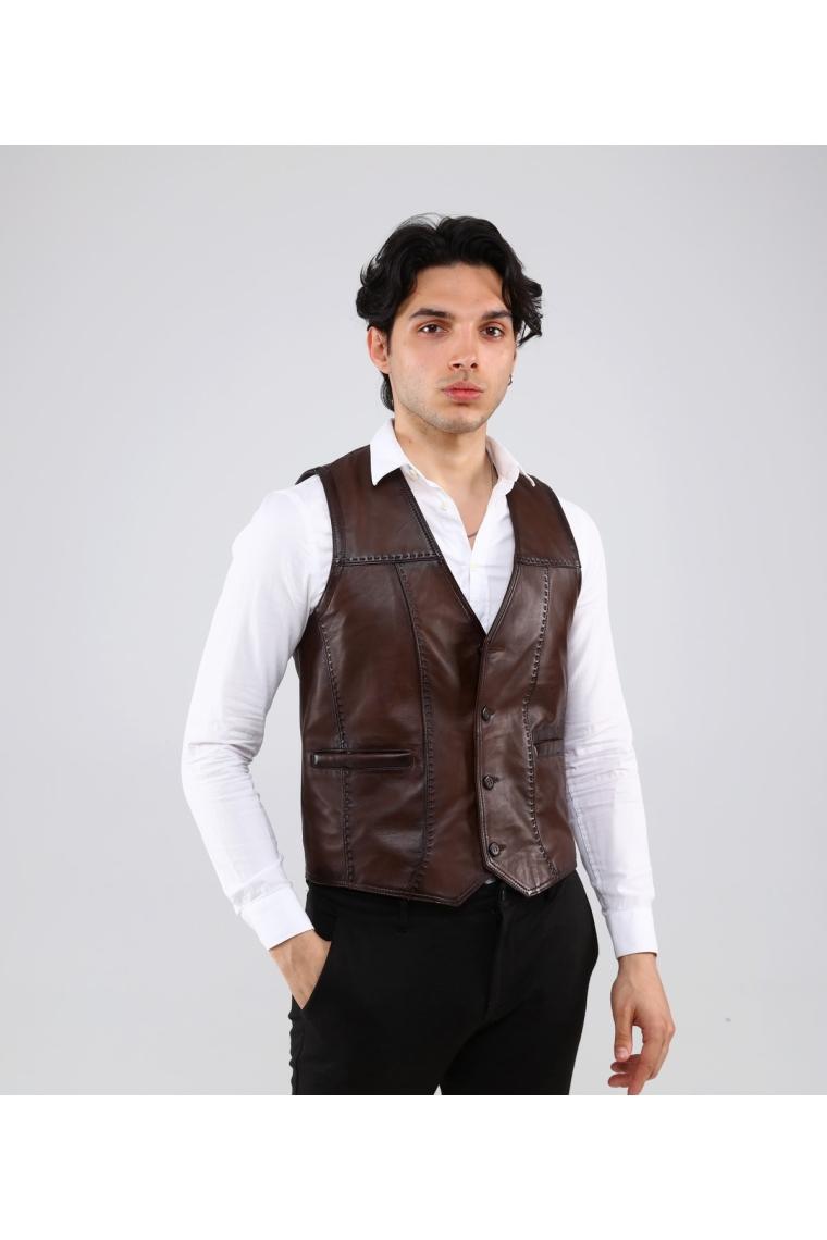 Dericlub 2245  Deri  Erkek Yelek
