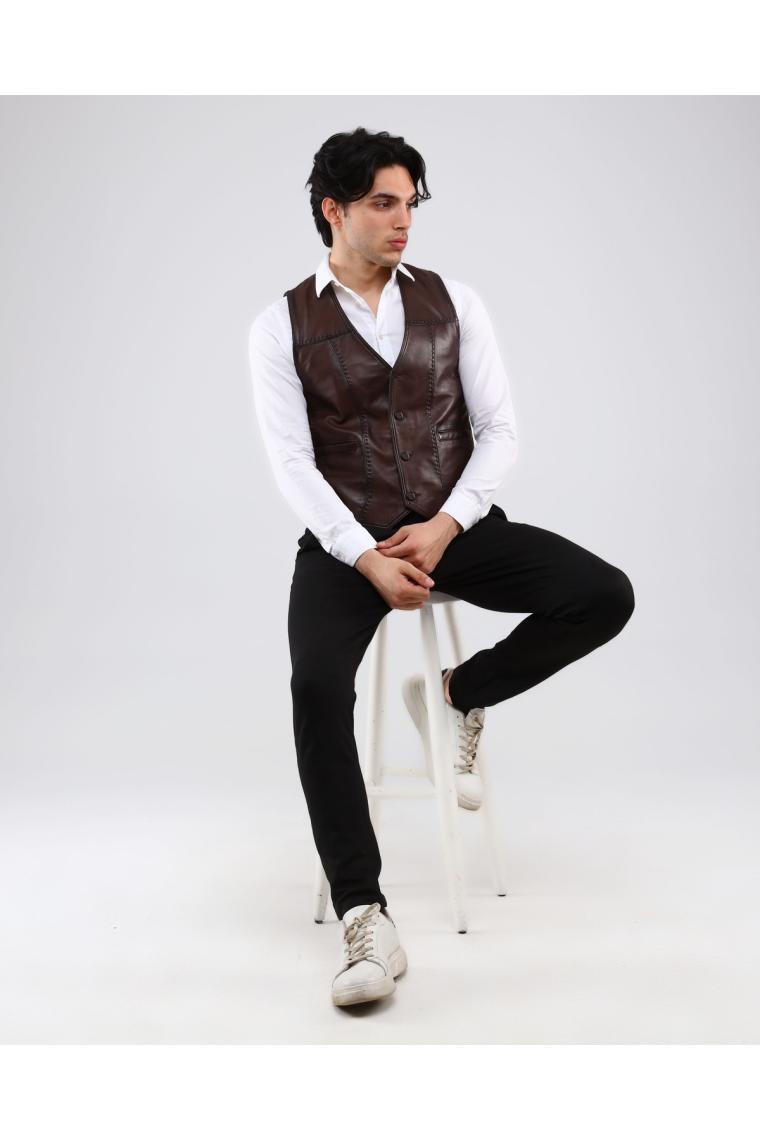Dericlub 2245  Deri  Erkek Yelek
