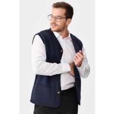 Desen Triko Erkek V Yaka Keçe Aksesuarlı Pike Dokuma Yün Yelek 02422569 Lacivert