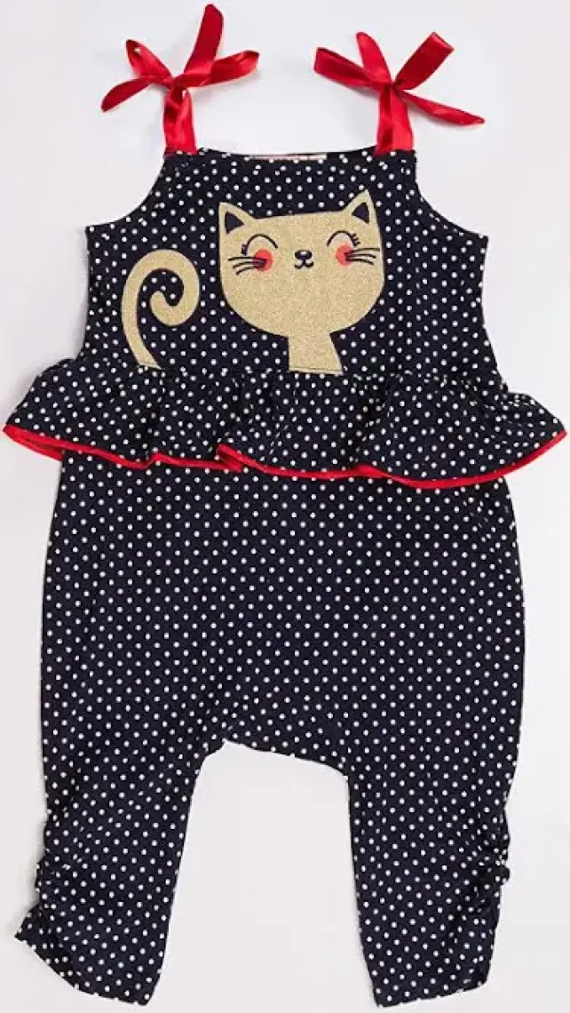 Denokids Kedi Puanlı Kız Çocuk Tulum