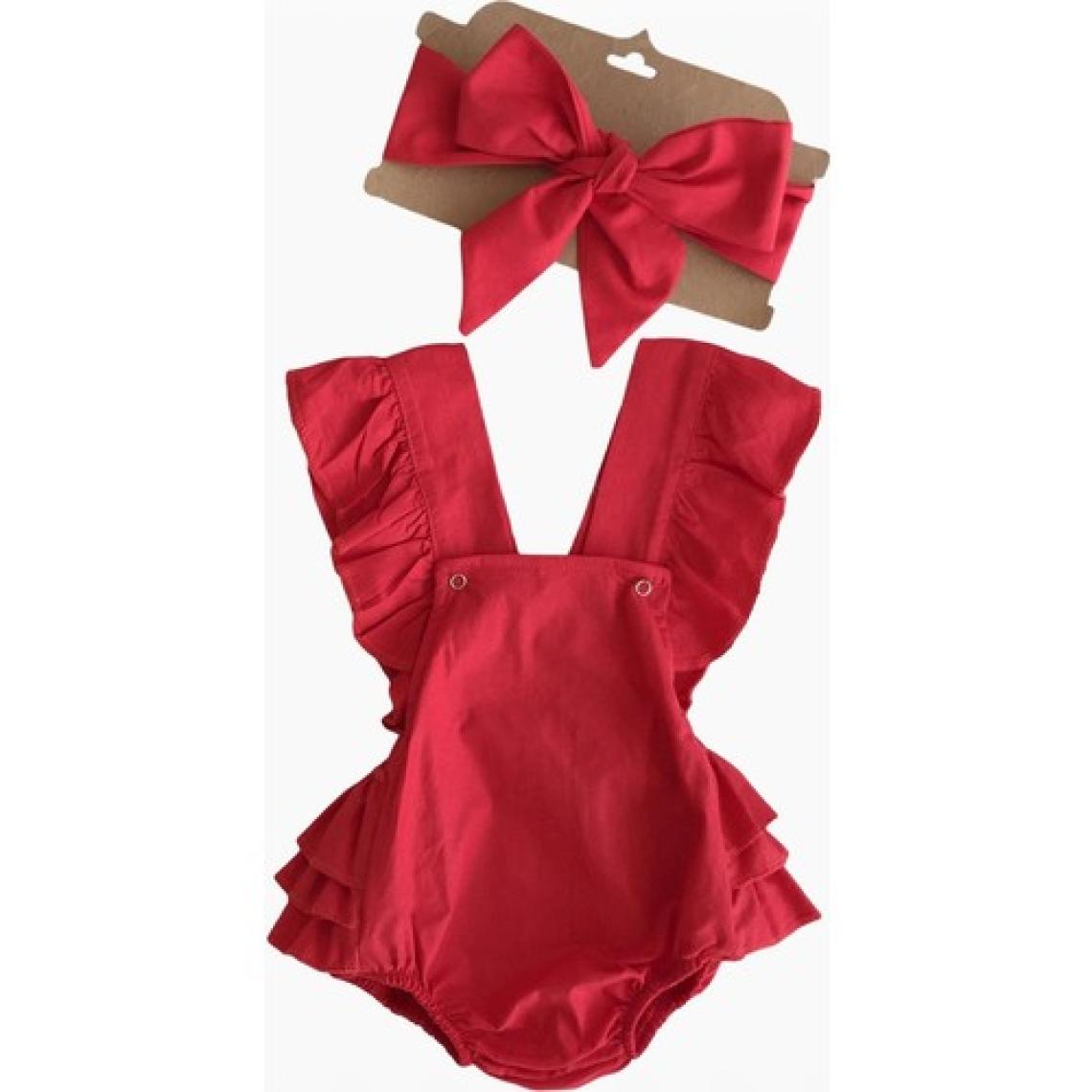 Parla Kids Kız Bebek Kırmızı Pamuklu Salopet Bandana Takım