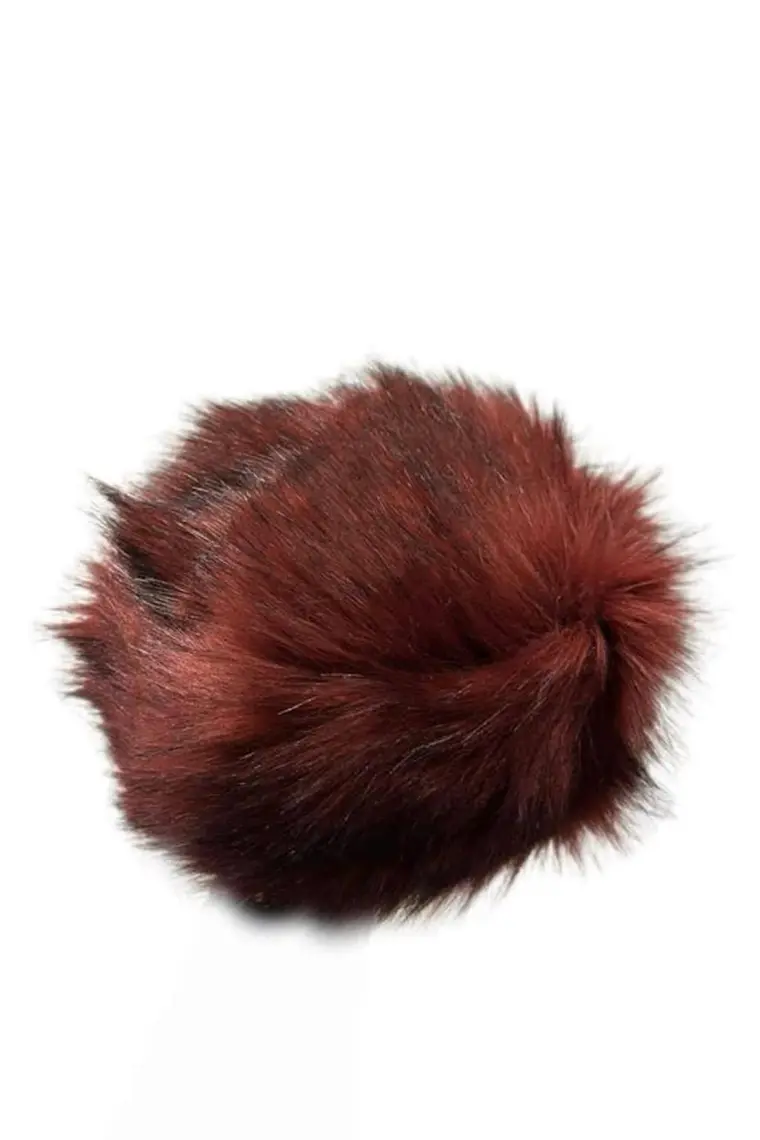 Bahels Trend Bordo Peluş Kürk Kalpak Şapka