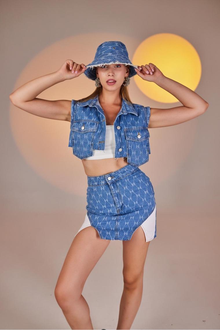 Holly Lolly H Baskılı Bucket Şapka Mavi