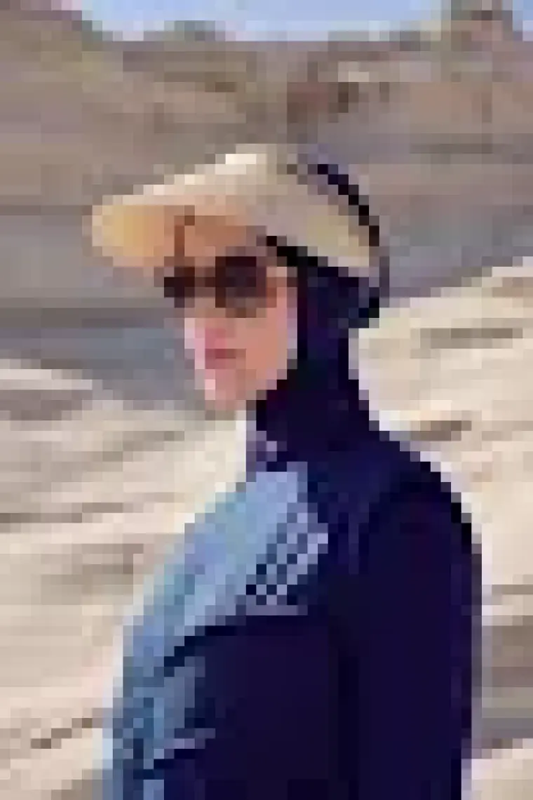 Haşema Şeritli Camel Vizör Hasır Plaj Şapkası