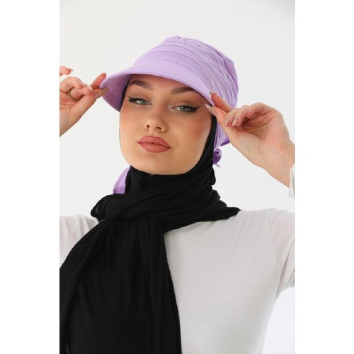 Elif İç Giyim Safari Bağlamalı Lila Siperli Bandana Vizör