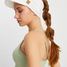 Butikgiz Kadın Beyaz Uv Korumalı Katlanabilir Üstü Açık Yumuşak Siperli %100 Pamuklu Penye Tenis Vizör Şapka
