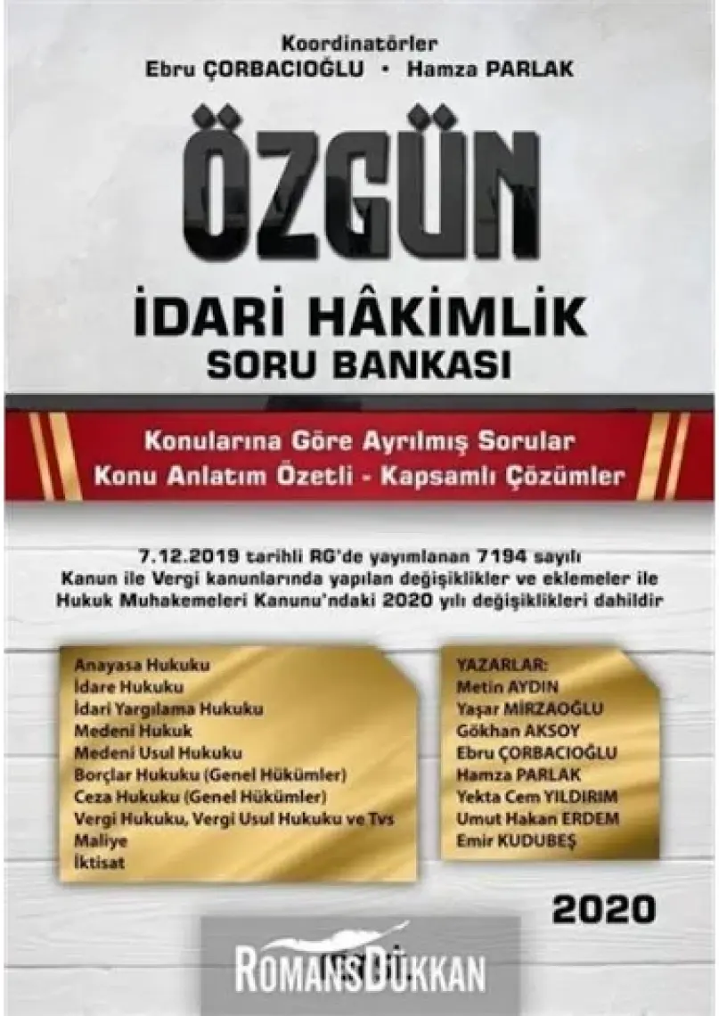 Özgün Idari Hâkimlik Soru Bankası 2021