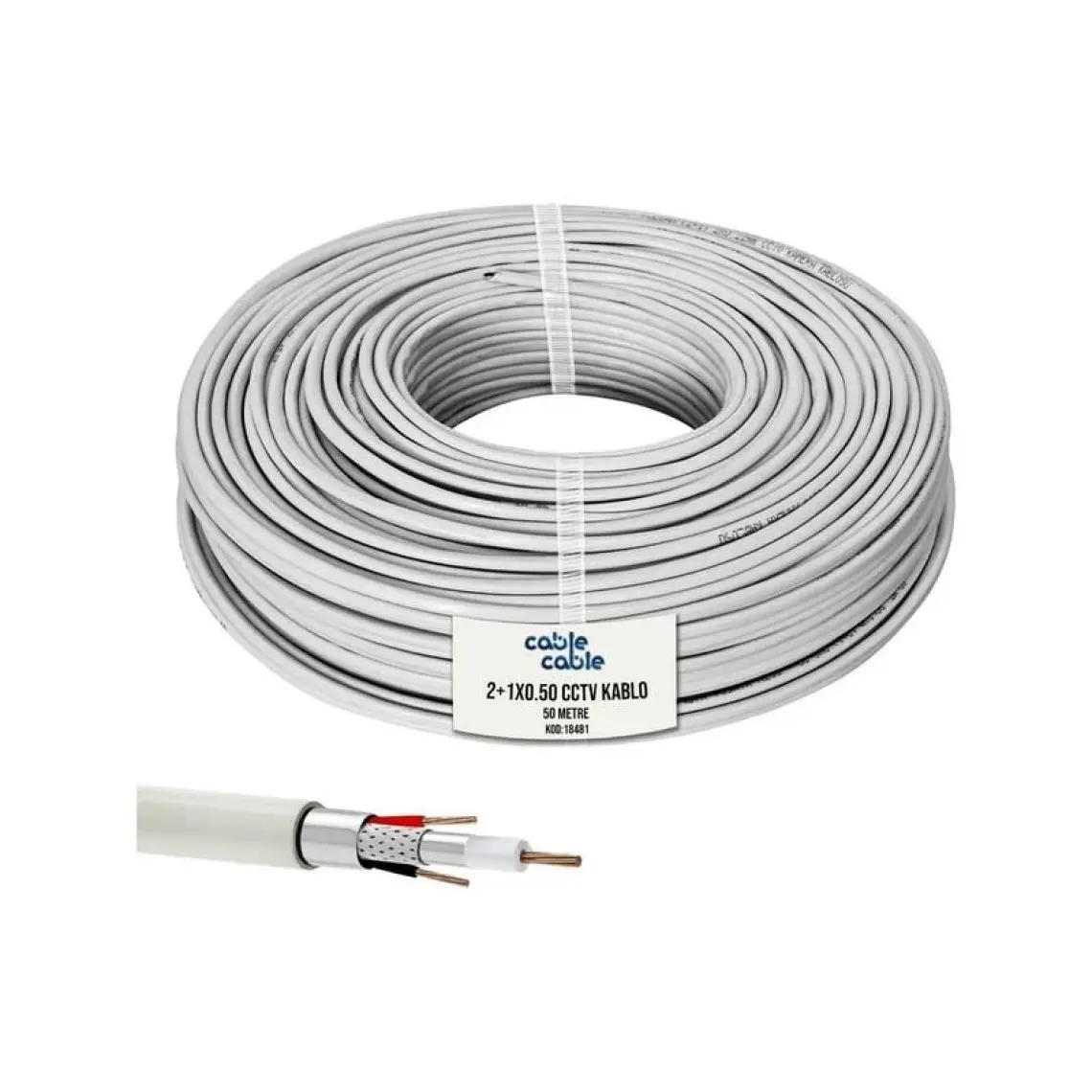 Cable Cable 2+1 CCTV 0.50 GOLD Kamera Kablosu 50mt Poke Pk-1014 50 Metre