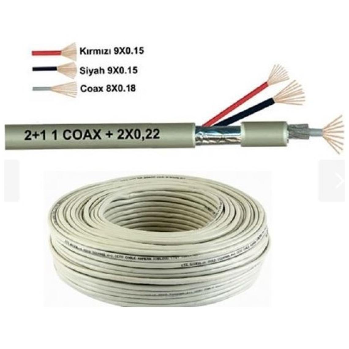 Qromax 2+1 2x0.22 Folyolu Lüks Cctv Kamera Kablosu 50MT.