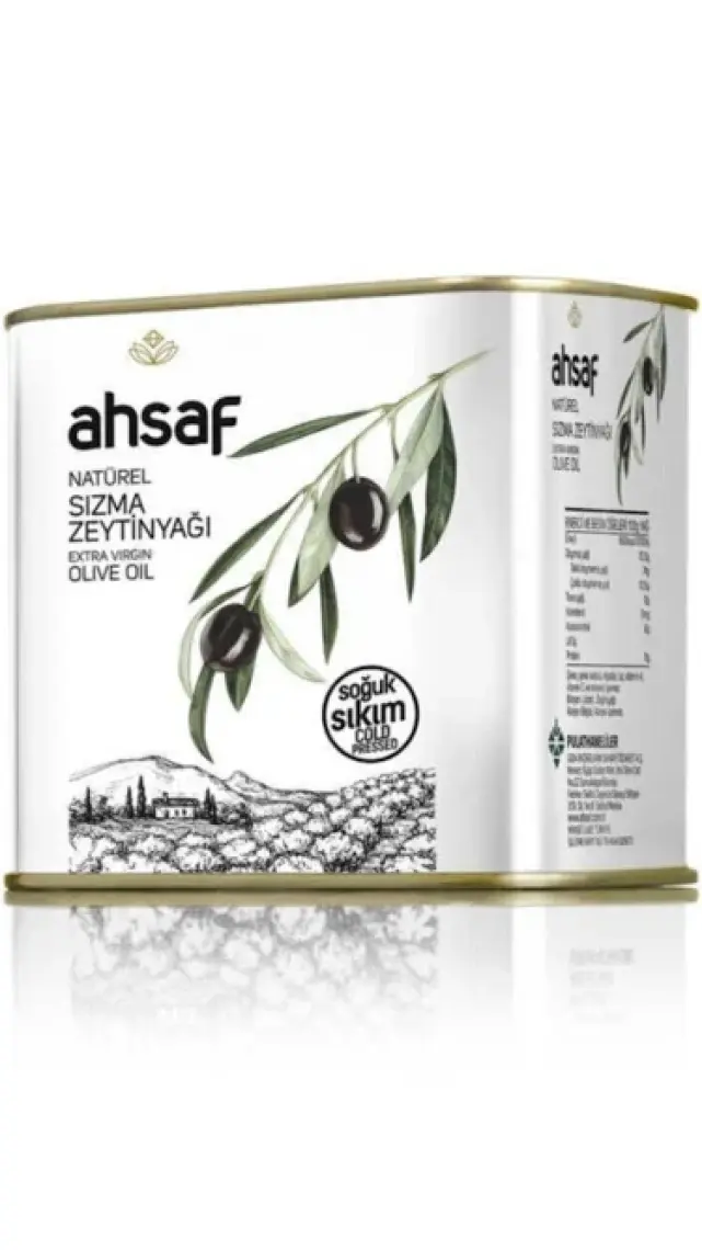 Ahsaf Soğuk Sıkım Natürel Sızma Zeytinyağı 500 ml -Teneke