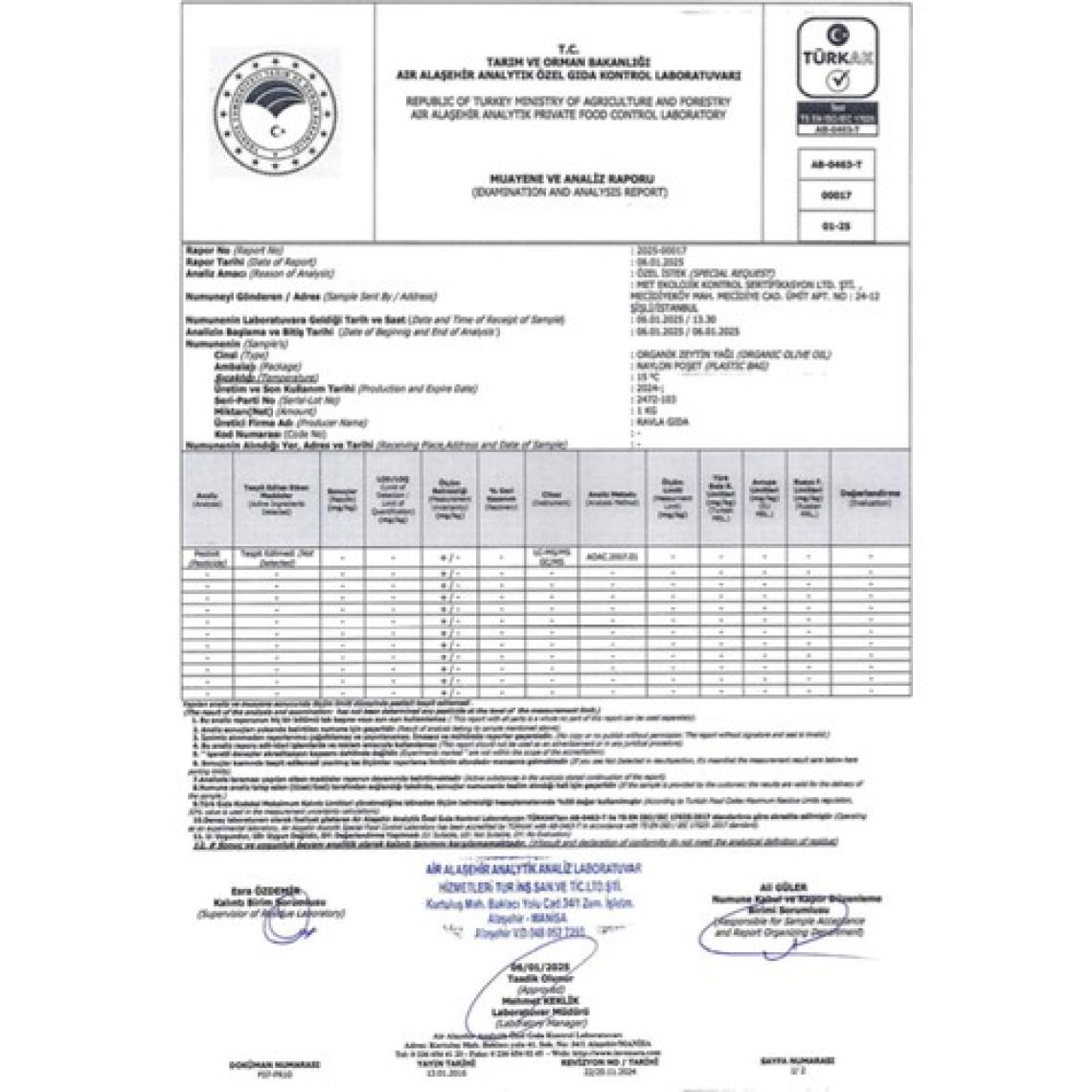 Ravla Yüksek Polifenollü Organik Naturel Sızma Zeytinyağı - 500ml