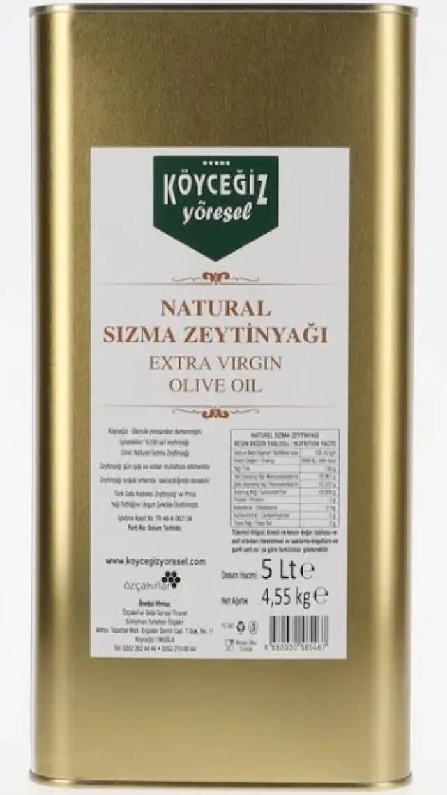 Köyceğiz Yöresel Naturel Sızma Zeytinyağı 5 Lt Teneke