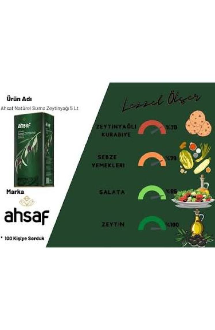 Ahsaf Natürel Sızma Zeytinyağı 5L- Teneke