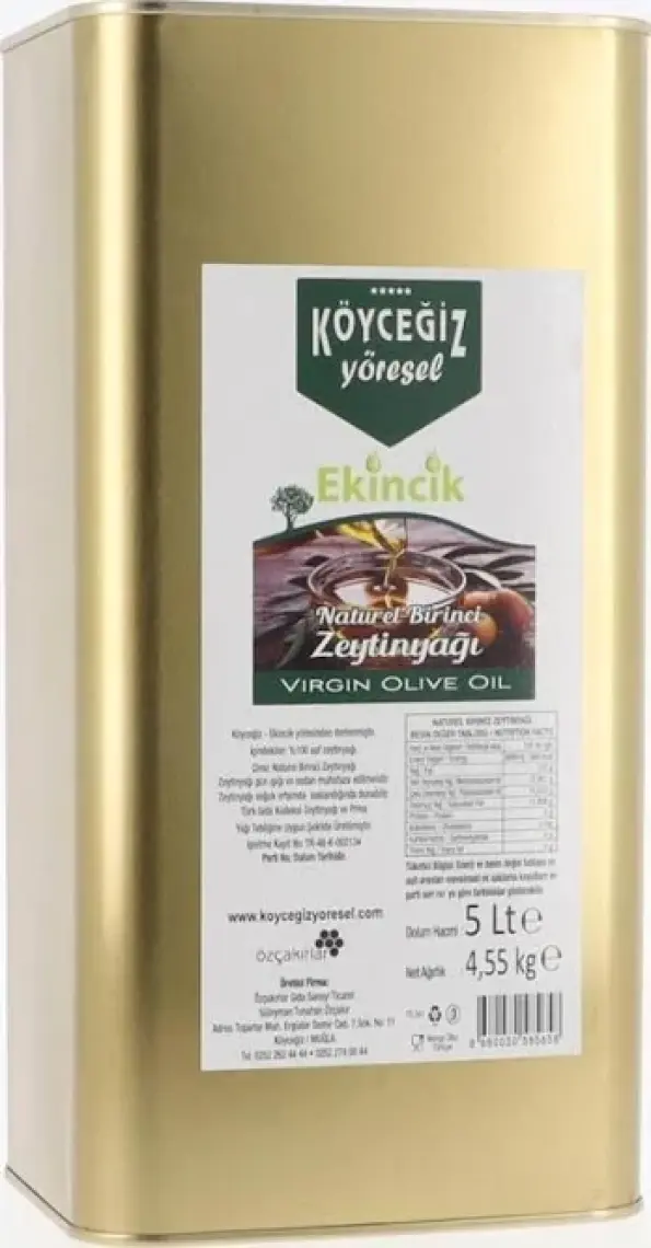 Köyceğiz Yöresel Naturel Birinci Zeytinyağı 5 Lt Teneke