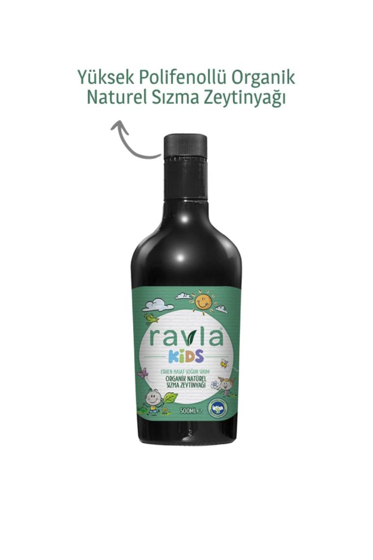 Ravla Kids Yüksek Polifenollü Organik Naturel Sızma Zeytinyağı (Antioksidan Analizli) - 500ml