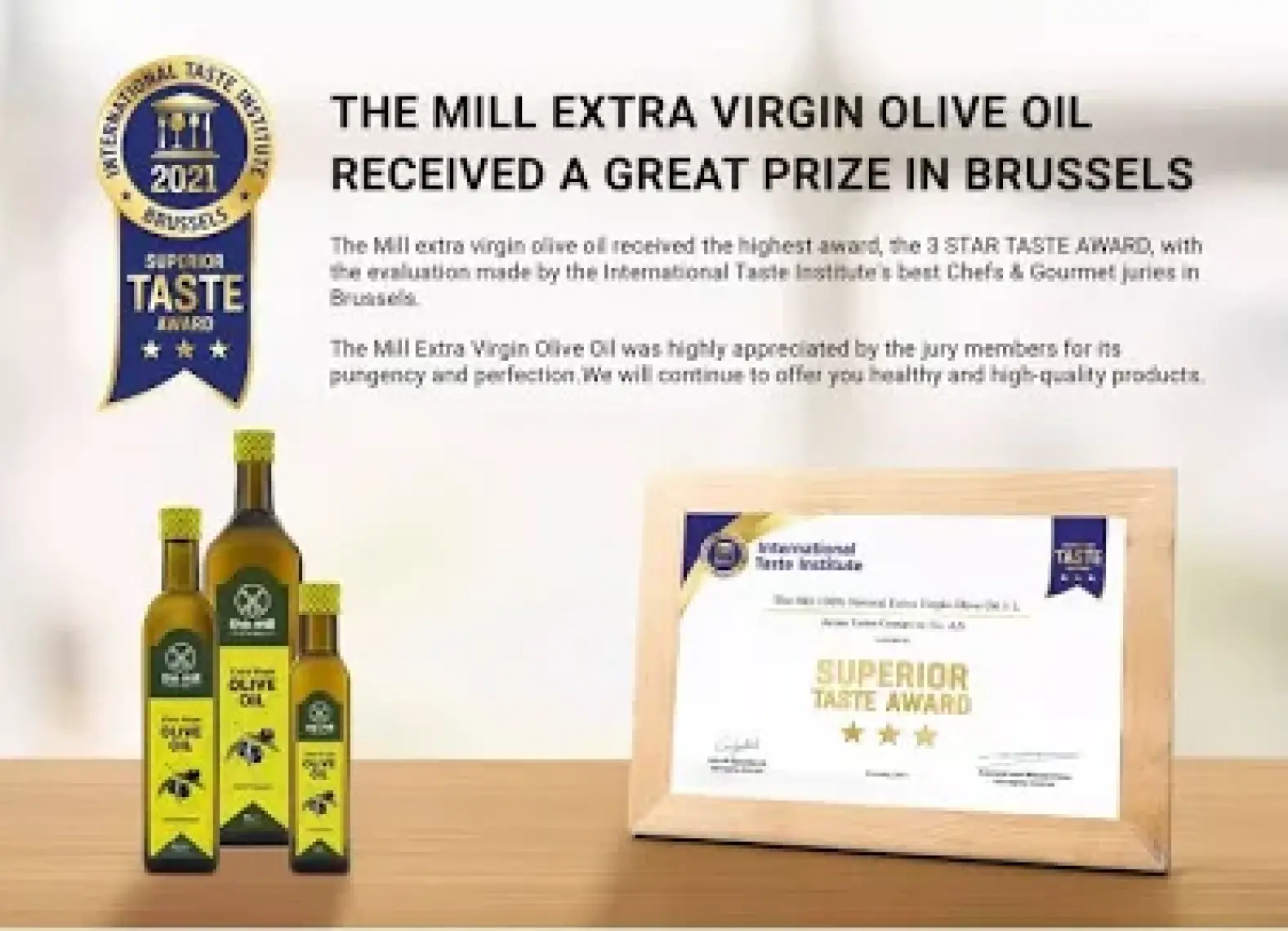 The Mill Natürel Sızma Zeytinyağı 500 ml - Soğuk Sıkım - %100 Doğal - Uluslararası Lezzet Enstitüsü 2021/2022/2023 Yılı ÜSTÜN 3 YILDIZ LEZZET ÖDÜLÜ - Salata ve Yemeklere Uygun - Asitlik ≤%0,8 - Vegan