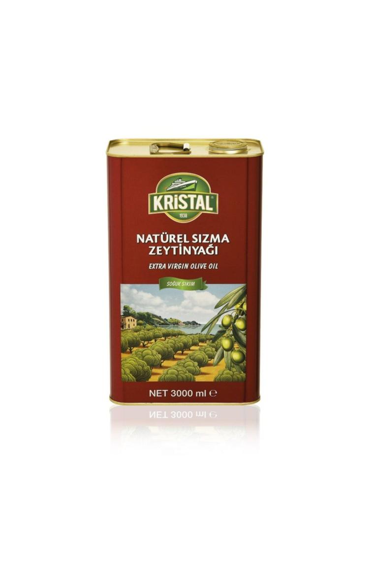 Kristal Naturel Sızma Dolgun Güçlü Teneke 3 lt Zeytinyağı