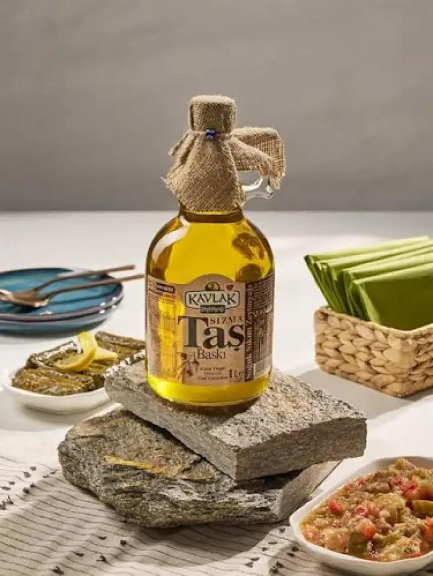 Kavlak Taş Baskı Zeytinyağı 1 Lt Gallone Cam Şişe