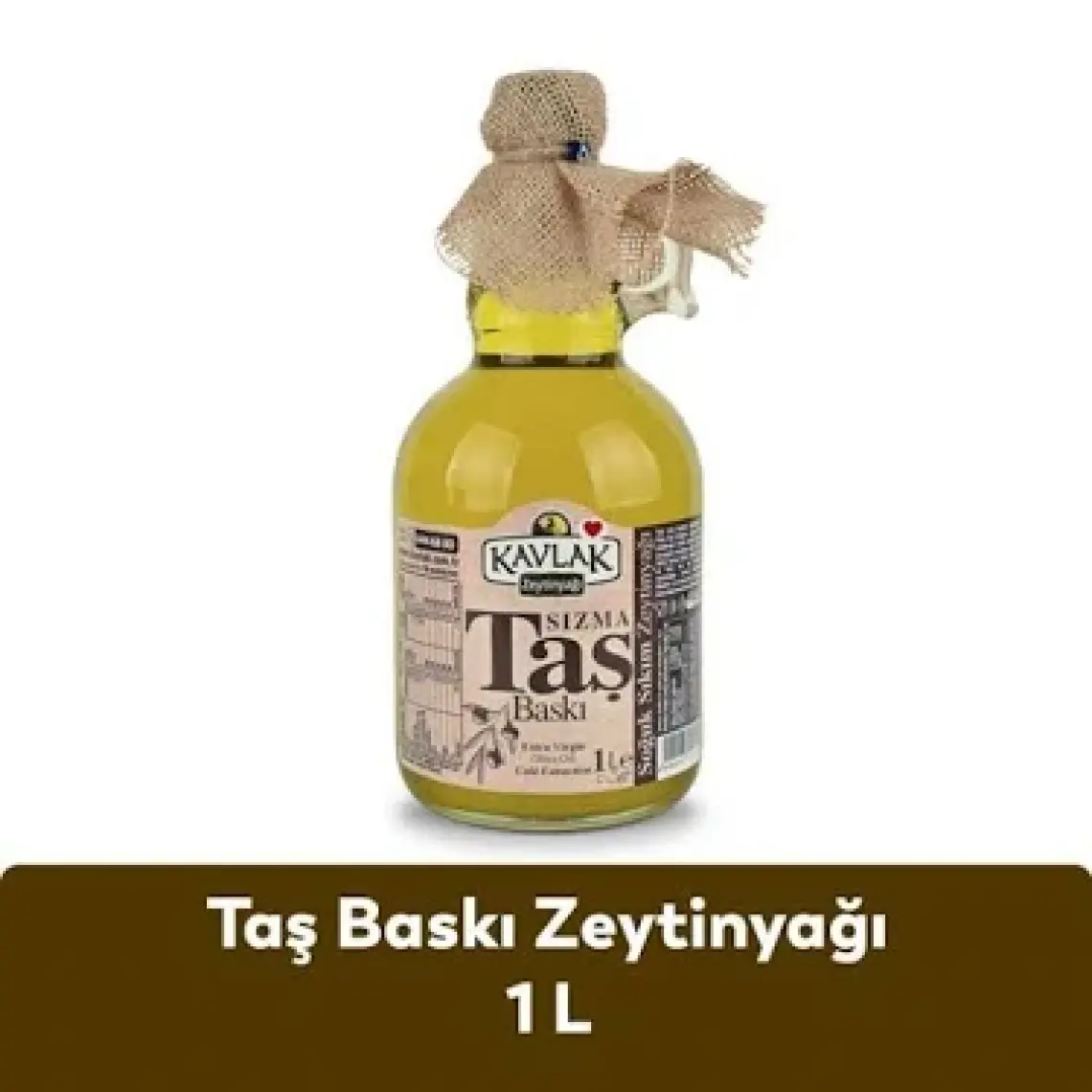 Kavlak Taş Baskı Zeytinyağı 1 Lt Gallone Cam Şişe